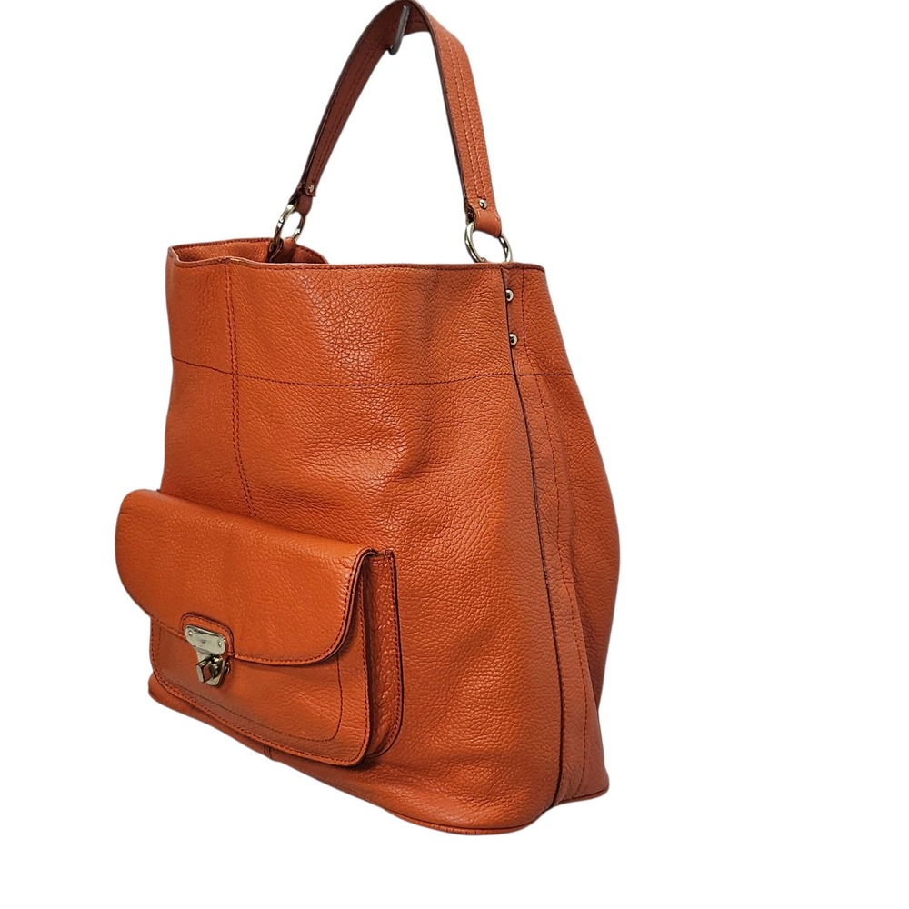 Banana Republic Orange Pebbled Genuine Leather Melissa Hobo Shoulder Bag - Picture 15 of 16